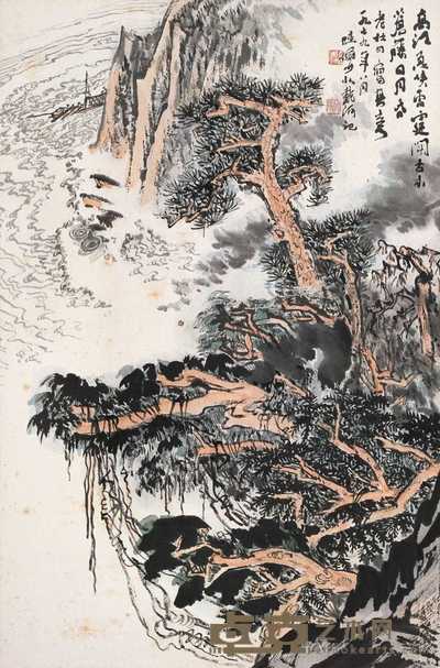 陆俨少 1979年作 高江急峡 立轴 67.5×44cm